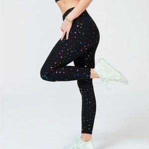 Terez size L UpLift Leggings in Rainbow Mini Star NWOT made in NYC